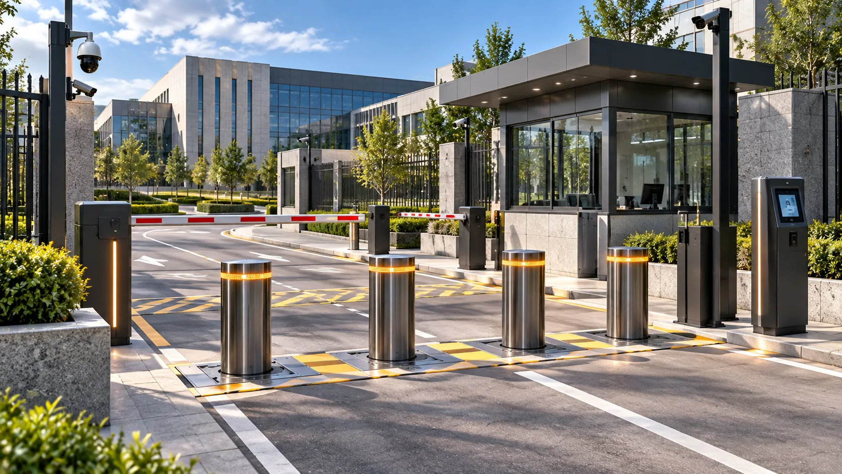 Anti-terror bollard entry control deployment